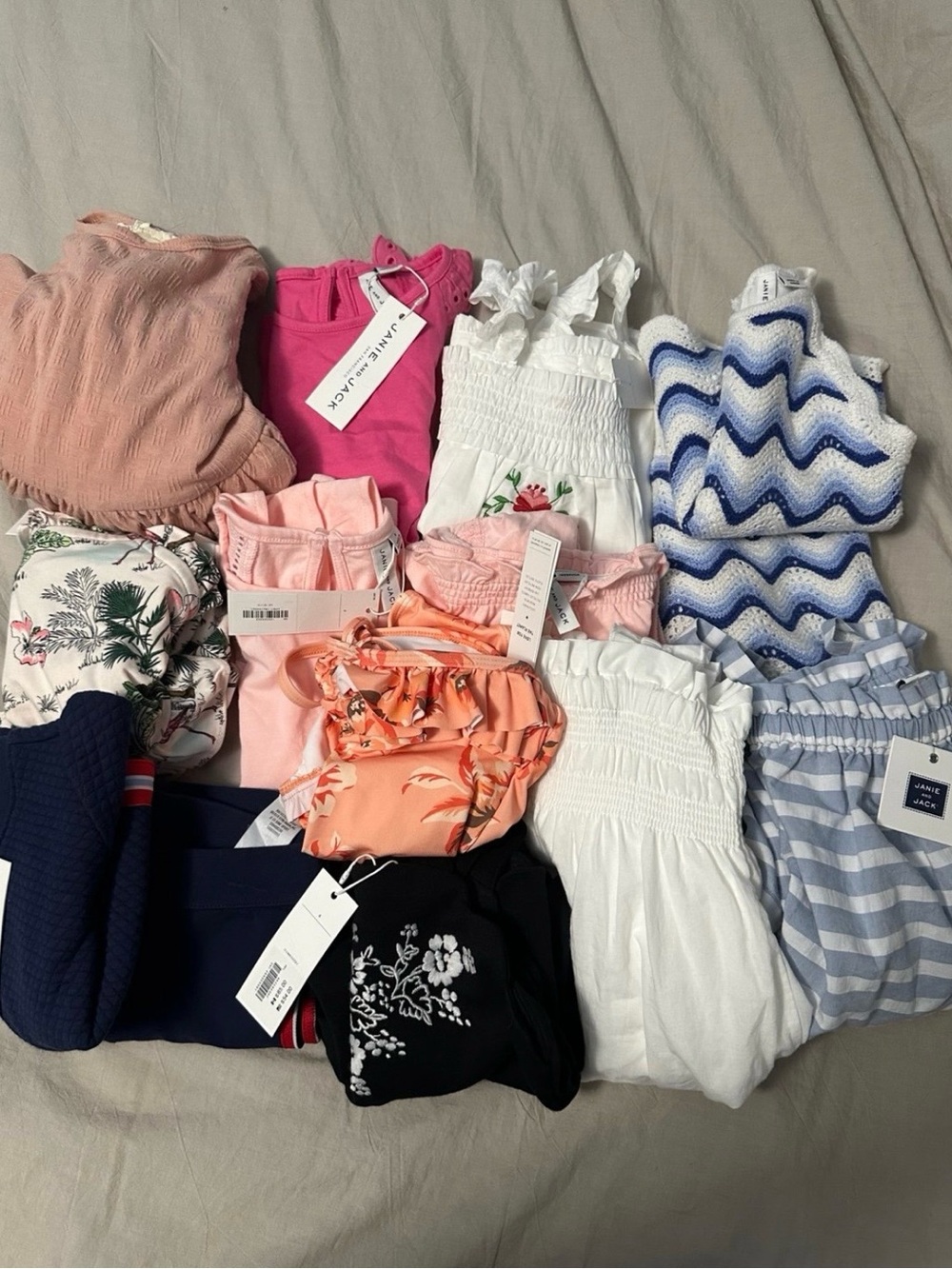 Mixed Girls' Tank & Top Bundle - White, Pink, Blue, Peach